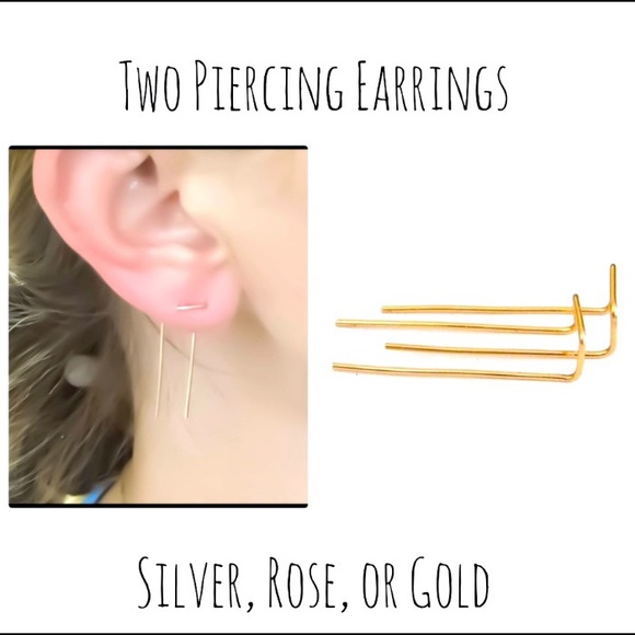 Orbital Threader Earrings for 2 Piercings/Holes - Picture 1 of 6